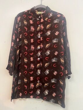 LOCO‎ LINDO HORSE WESTERN PRINT SHIRT SIZE S